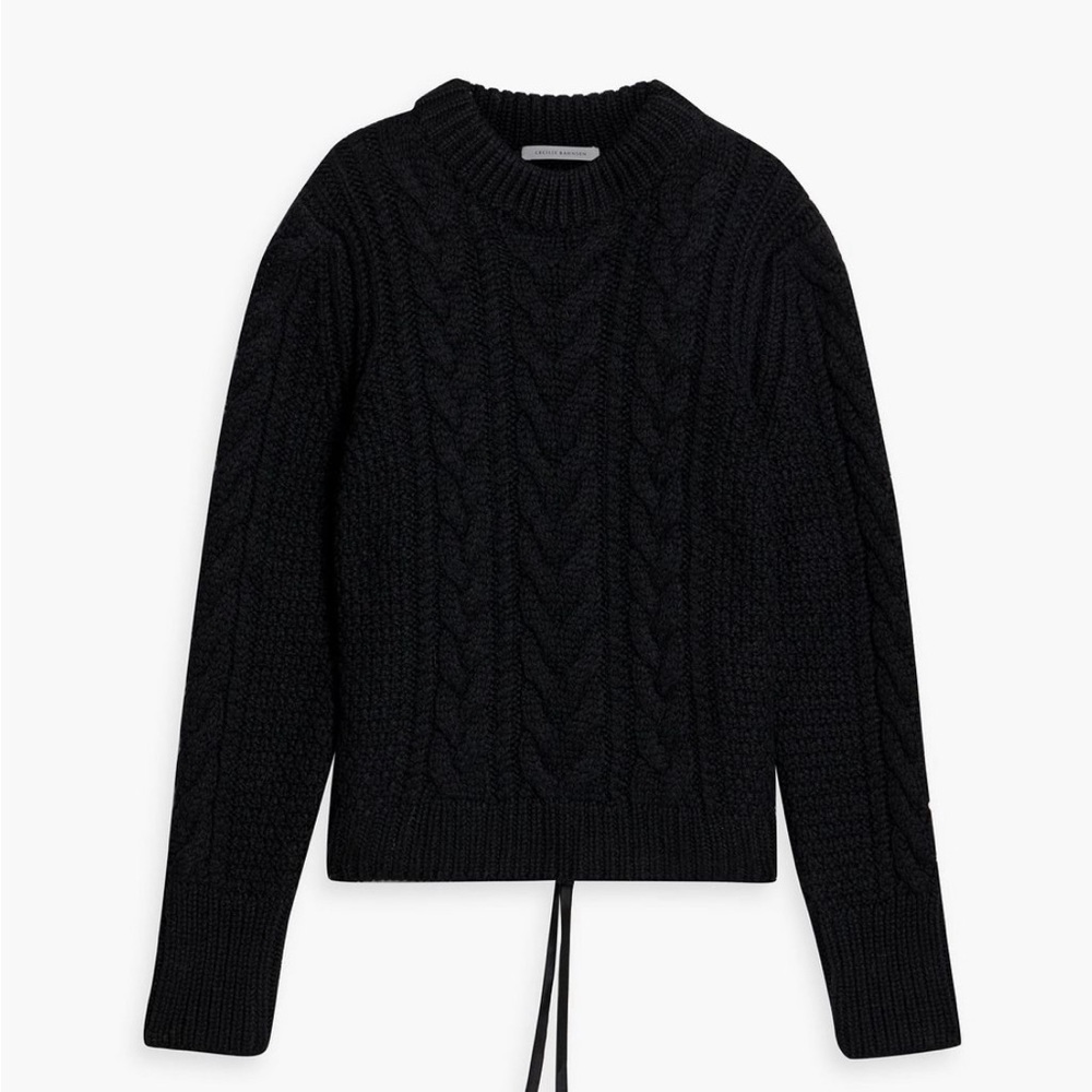 Cutout cable-knit wool and alpaca-blend sweater